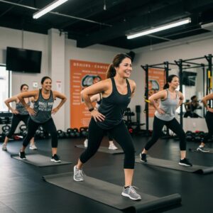 Small group workout class in Buckhead showcasing diverse individuals exercising together