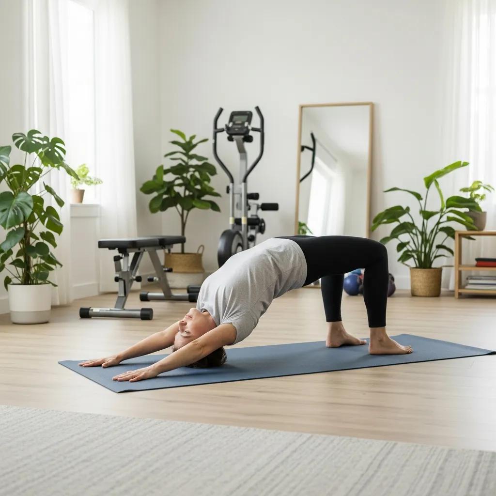 Middle-aged person exercising on a yoga mat for back pain relief